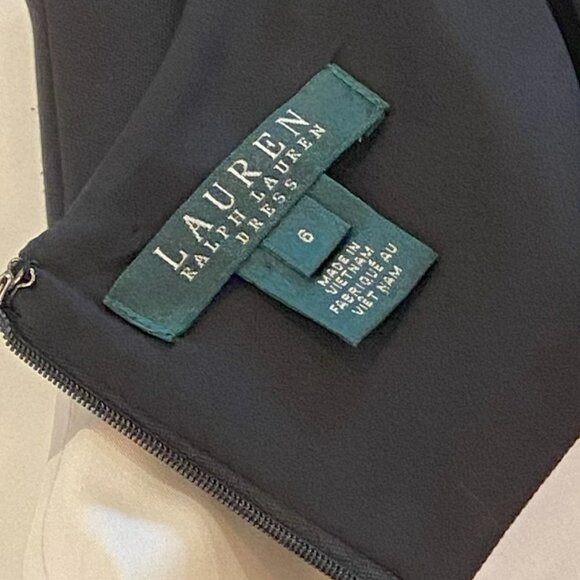 Ralph Lauren - Fit-and-flare, Scoop Neck, Black/Ivory Cocktail Dress - Size 6 - Picture 6 of 11